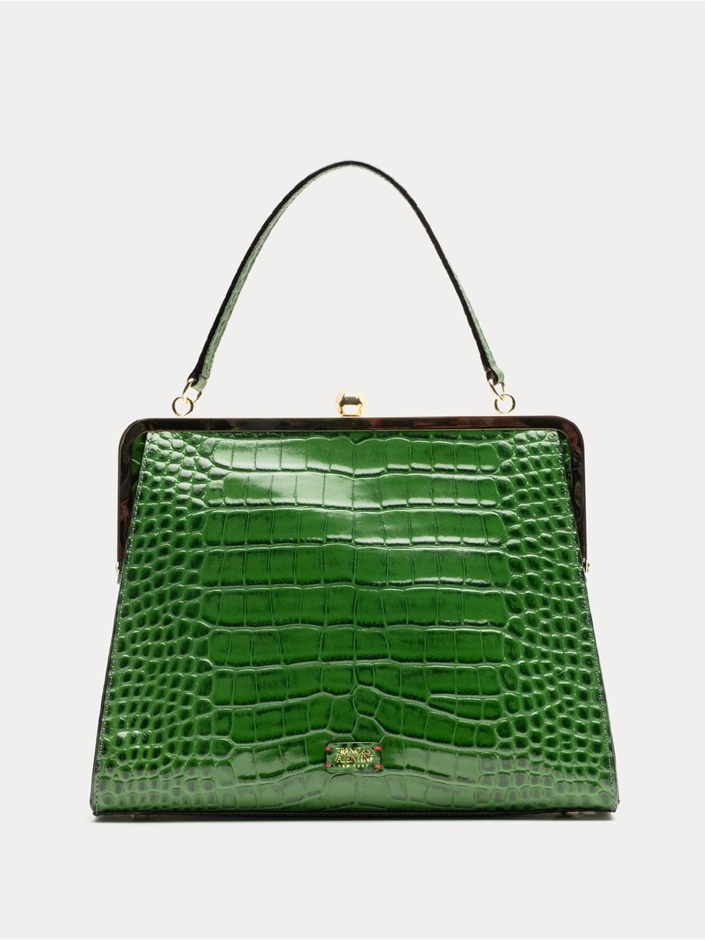 Frances Valentine Jackie Frame Bag Croc Embossed Leather in Green